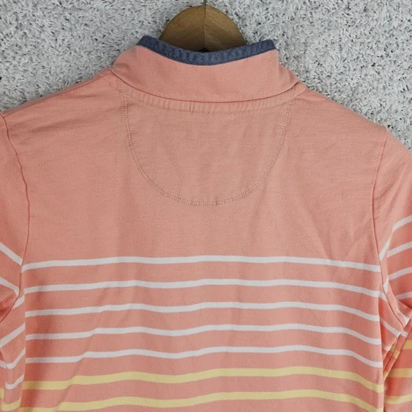 LL Bean Rugby Henley Coral Pink Long Sleeve Shirt Womens Medium Preppy Retro - Picture 11 of 16